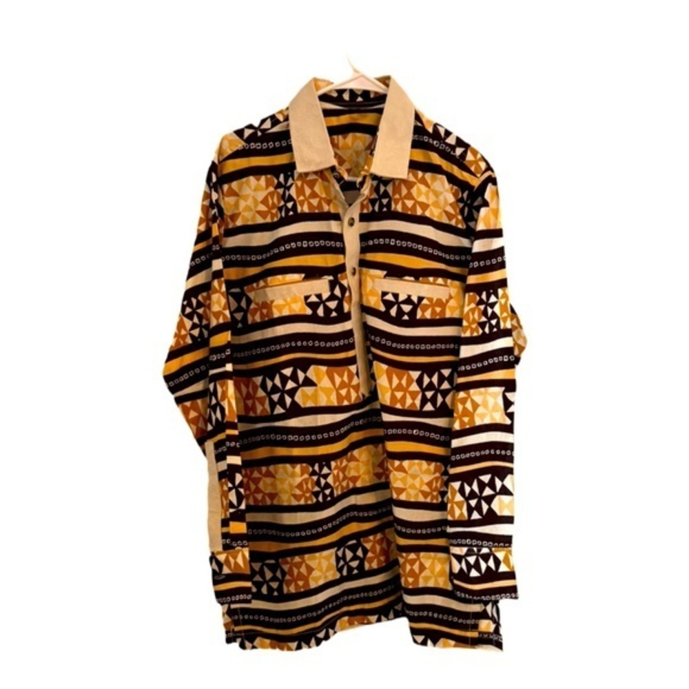 Handmade Long Sleeve Tribal Print Button-Up Shirt – Approx. Men’s XL